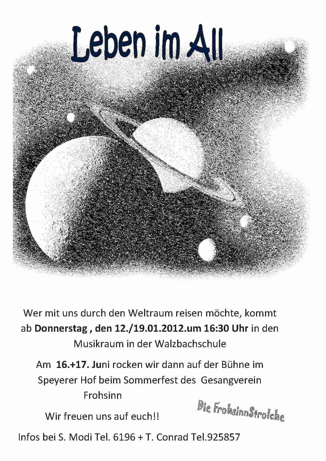 Frohsinnstrolche Leben im All Ankuendigung